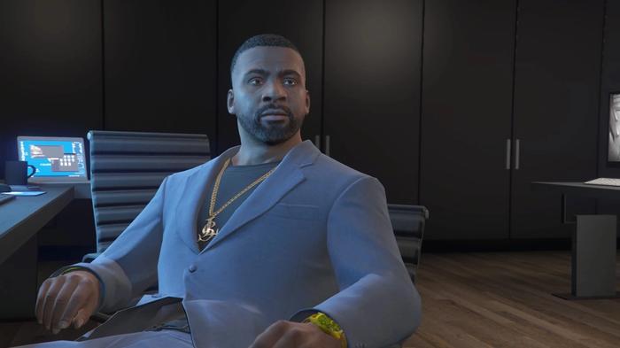 Franklin from GTA Online dressed up for The Contract