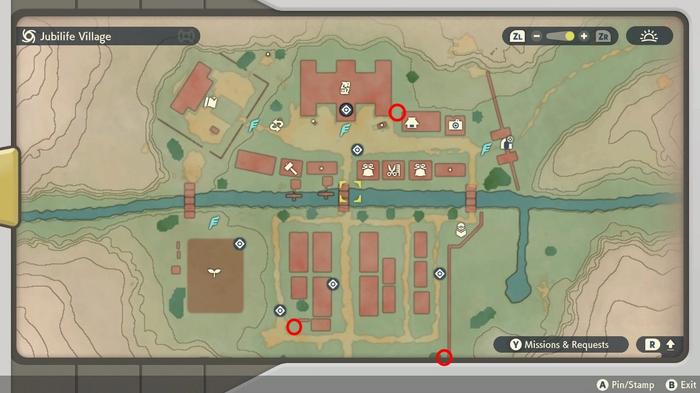 Bothersome Bidoof locations across Jubilife Village in Pokémon Legends: Arceus.