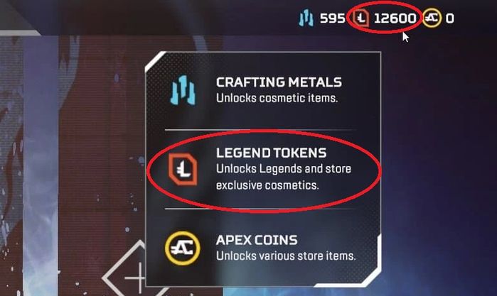Screenshot showing what legend tokens are, circled in red.