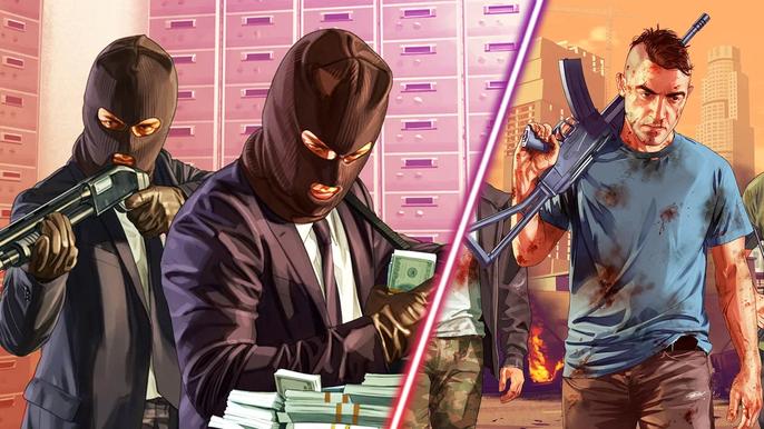 Some GTA Online players completing a heist.
