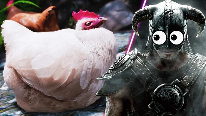 A thicc chicken in Skyrim.