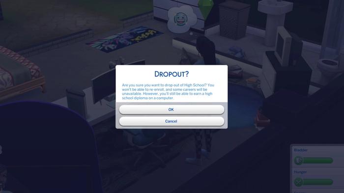 Sims 4 High School Years drop out pop up