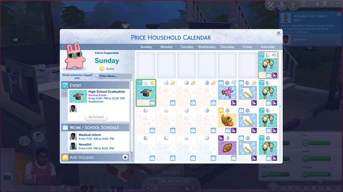 The event calendar in Sims 4 High School Years