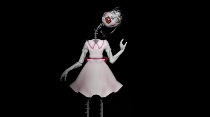 Screenshot from Maria, showing a haunted doll with a springy neck