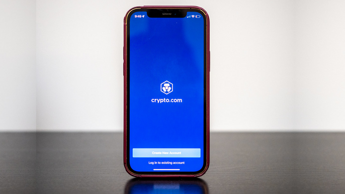 Crypto.com app on a phone.