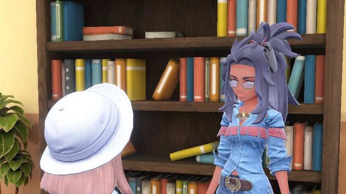 A trainer speaking with a teacher in Pokemon Scarlet and Violet.