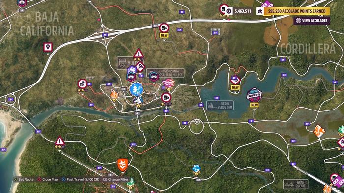 The Mulege Holiday Market shown on Forza Horizon 5's main map