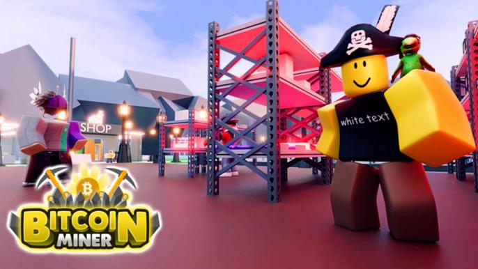 Artwork for Bitcoin Miner featuring a Roblox character wearing a party hat.