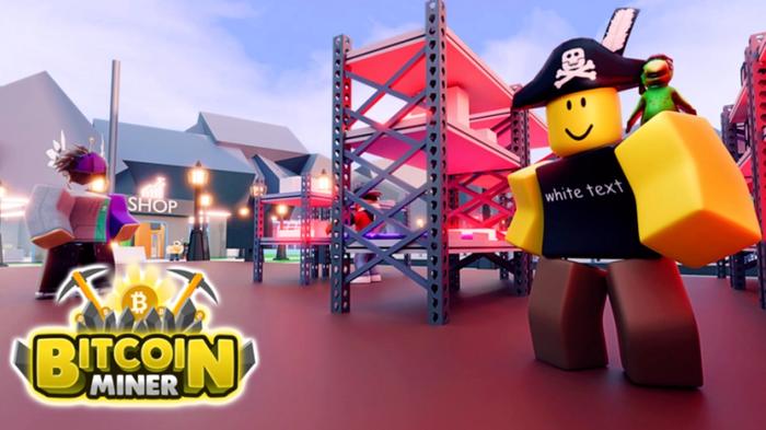 Artwork for Bitcoin Miner featuring a Roblox character wearing a party hat.