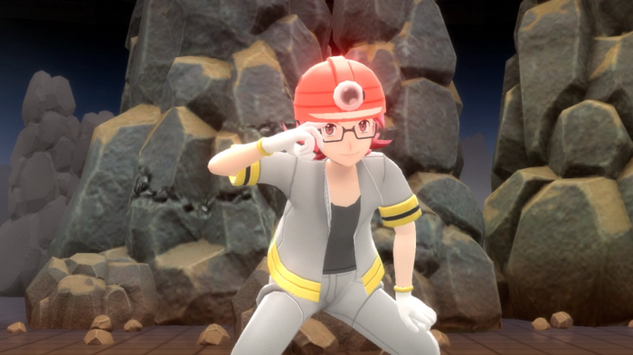 The Oreburgh City Gym leader, Roark, of Pokémon Brilliant Diamond and Shining Pearl is shown.