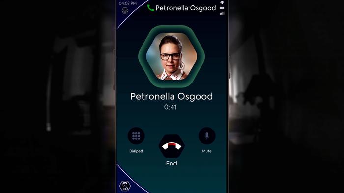 Doctor Who: The Lonely Assassins screenshot - phone call from Petronella Osgood