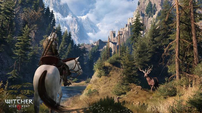 Image of Geralt riding his horse Roach in The Witcher 3: Wild Hunt.