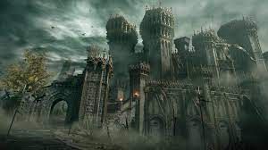 The first Elden Ring dungeon, a massive and imposing castle, looms ahead of the Tarnished