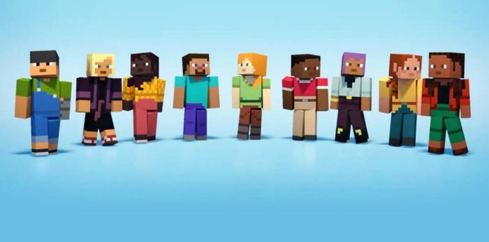 The new line-up of Minecraft default skins