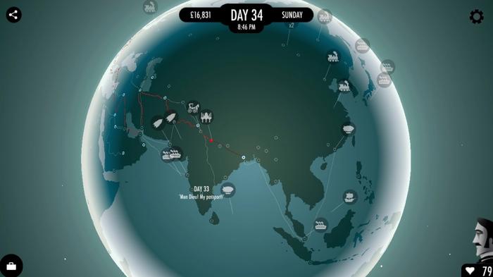 A map of the globe in 80 Days
