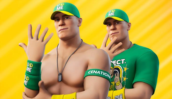 A promo screenshot of the John Cena Fortnite skin.