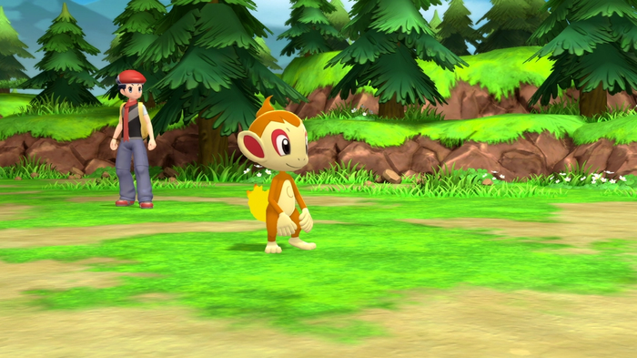 Chimchar, one of the three starter Pokémon in Pokémon Brilliant Diamond and Shining Pearl.