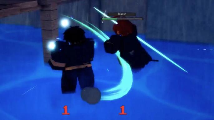 Image of two Roblox characters fighting in Derelict Seas.