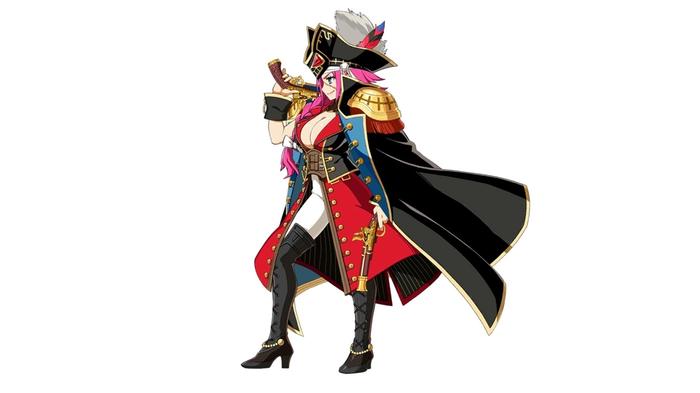 Fate/Grand Order character, Francis Drake, with pistols in her sprite form