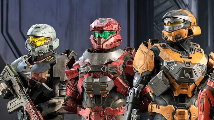 Halo Infinite spartans stand to attention.