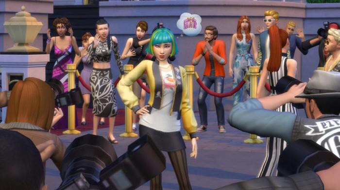 Sims 4 Get Famous. A Superstar posing for Paparazzi.
