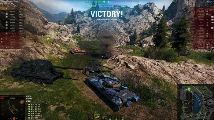 Image of a tank battle resulting in victory in World of Tanks.