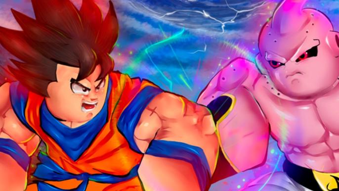 Image from Anime Worlds Simulator, showing Goku in Roblox form