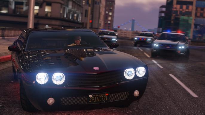 A promo screenshot for GTA V.