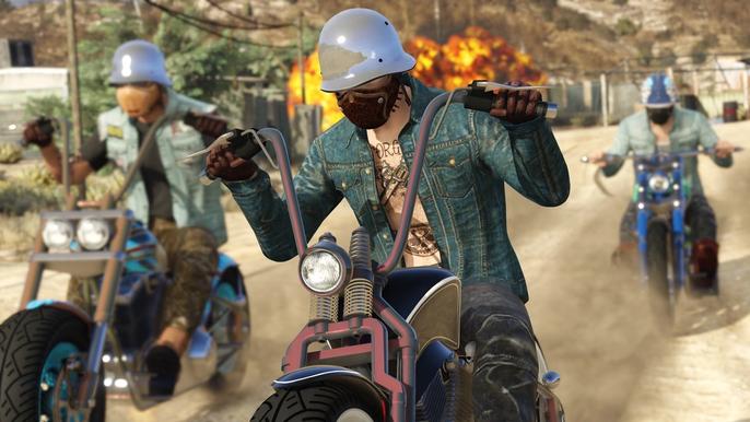 A promo screenshot for the GTA Online bikers update.