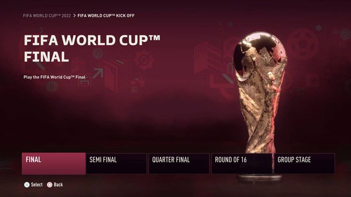 Image of the FIFA World Cup final mode in FIFA 23.