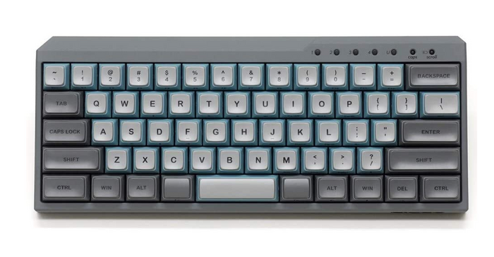 best keyboard, picture of a compact grey and dark grey keyboard