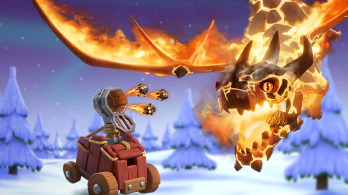 The new siege engine and super dragon unit from the Clash of Clans winter update.