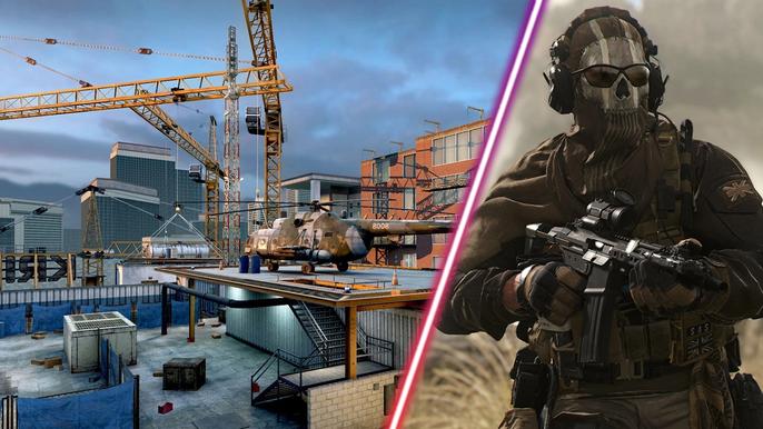 COD Mobile highrise map and Ghost from Modern Warfare 2