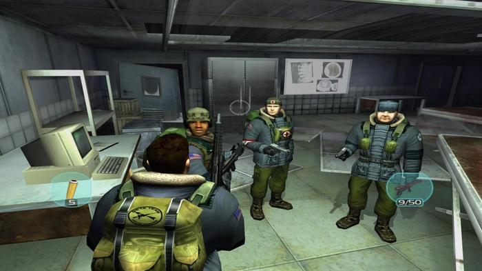 A screenshot of a group of characters from The Thing Video Game