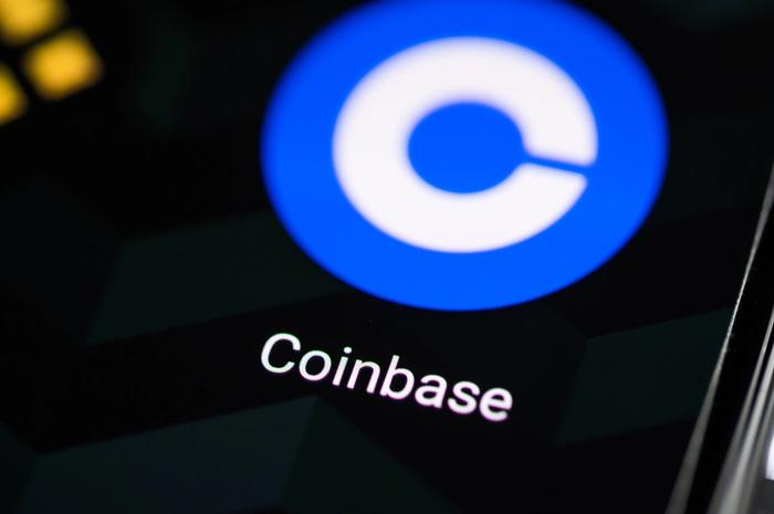 Coinbase logo on a phone 