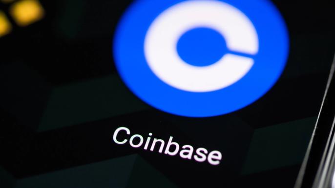 Coinbase logo on a phone 