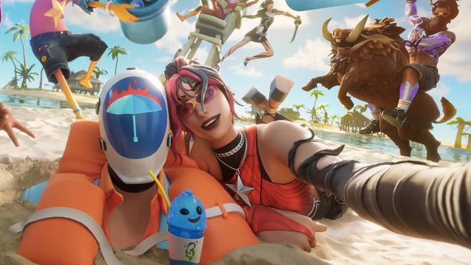 Image of Fortnite characters relaxing on the beach