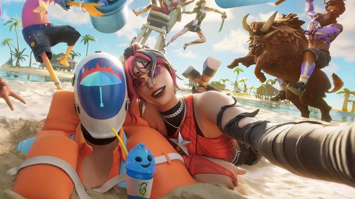 Image of Fortnite characters relaxing on the beach