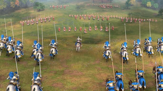 An Age of Empires 4 war about to commence between English and French civilisations.