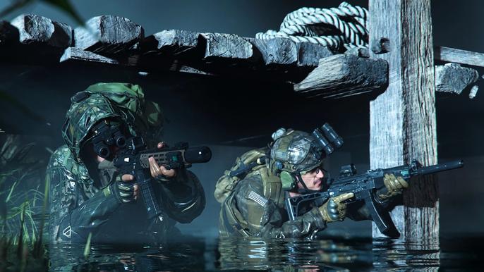 Image showing Modern Warfare 2 players walking through water