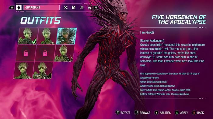Guardians of the Galaxy Five Horsemen of the Apocalypse Outfit Groot