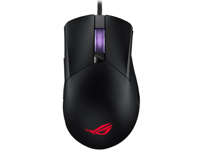 best mouse for fps, wired black mouse with illuminated logo and scroll wheel
