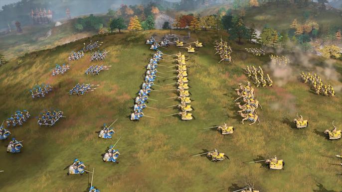 Two civilisations going to war with each other in Age of Empires 4.