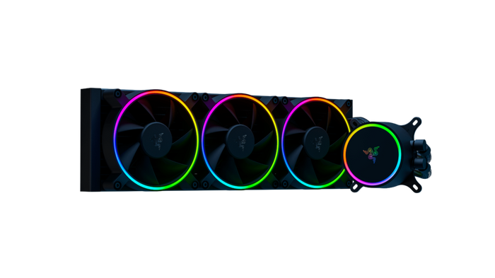 RazerCon Announced Products, product image of a black RGB liquid AIO controller