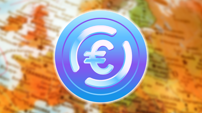 Euro Coin/EUROC Stablecoin on Map of Europe