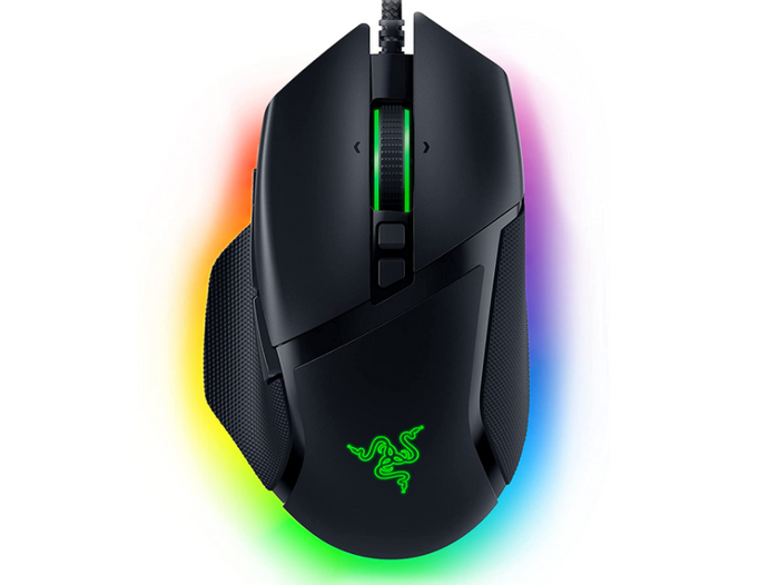 best mouse for FPS, product image of a black gaming mouse with RGB lighting