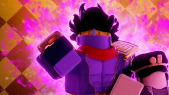 Screenshot from Crusaders Heaven, showing two Roblox characters stylised after the Jojo's Bizarre Adventure anime