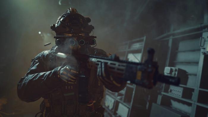 Image showing Modern Warfare 2 player holding assault rifle and wearing night-vision goggles