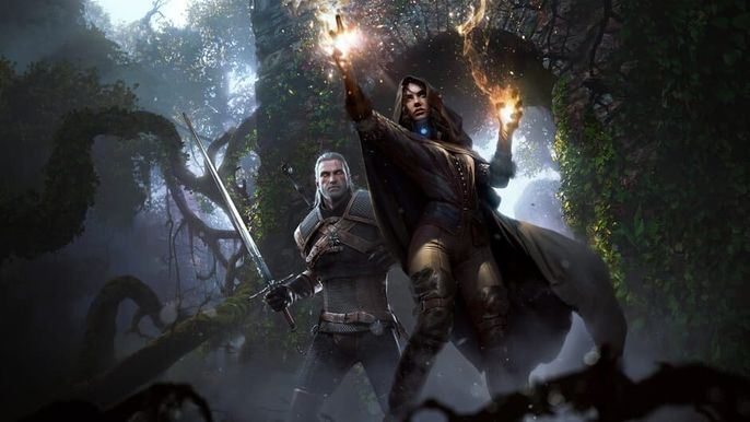 Geralt and Yennefer in The Witcher 3: Wild Hunt artwork.
