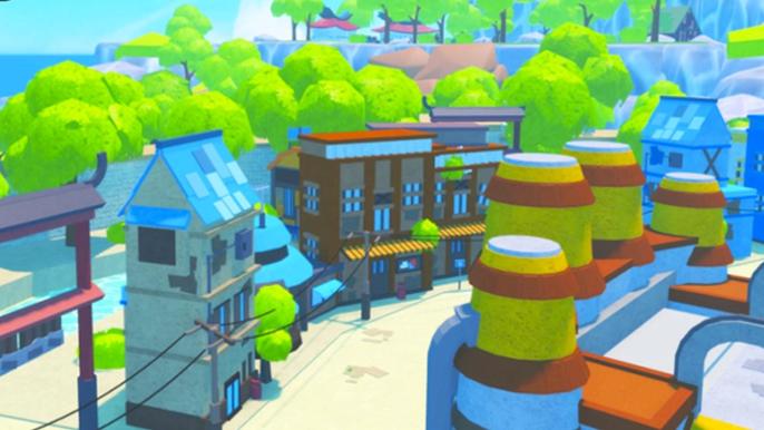 Image of a town build in Roblox Anime Battlegrounds X